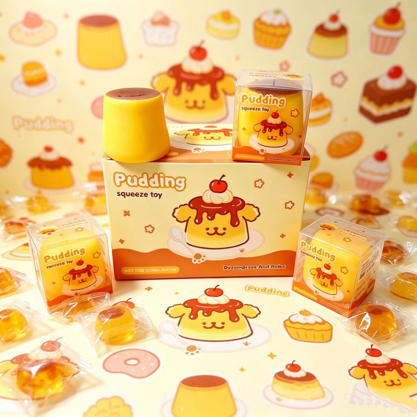 Caramel Pudding Squishy Toy