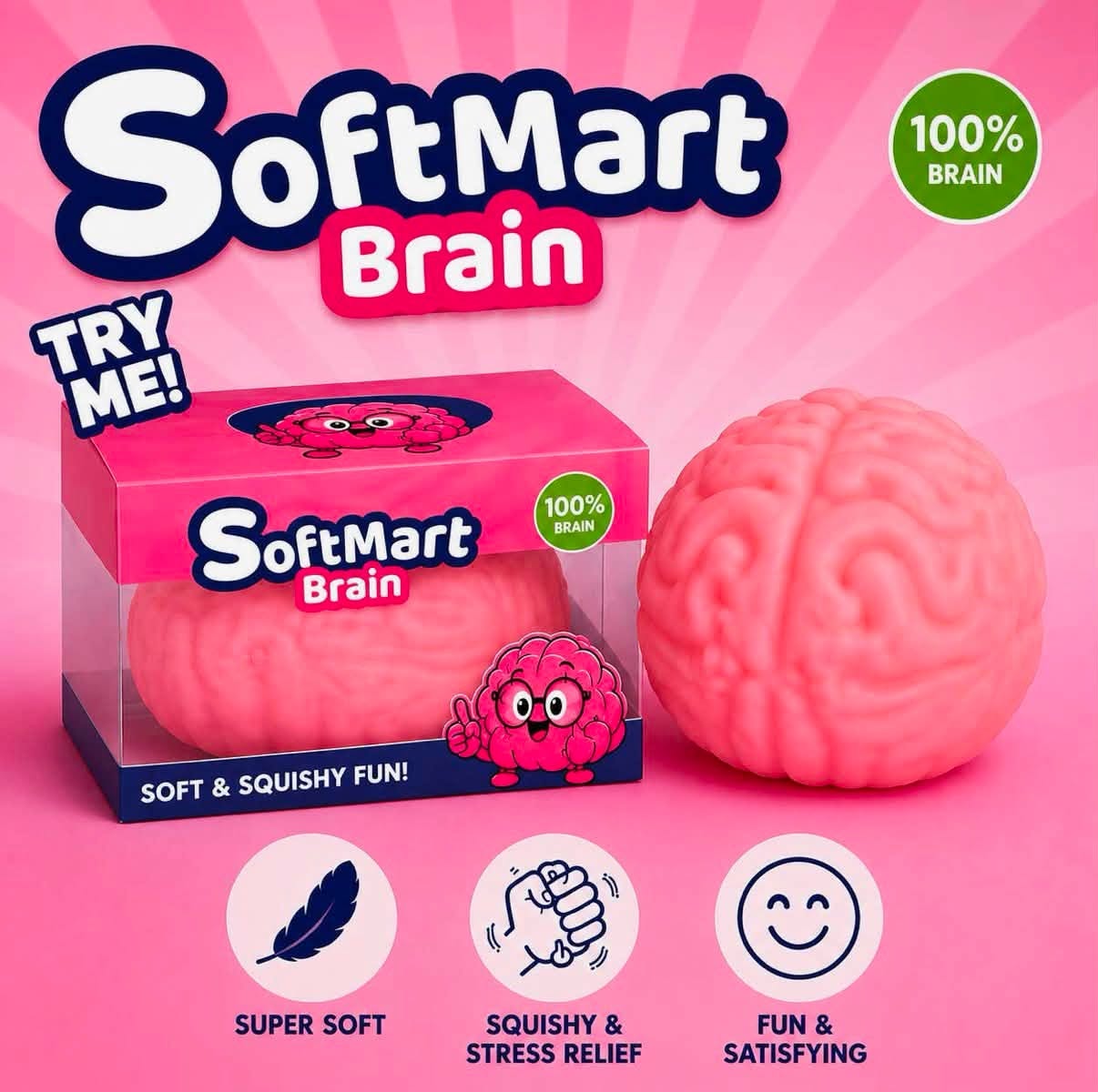 Giant Brain Stress Relief Squishy