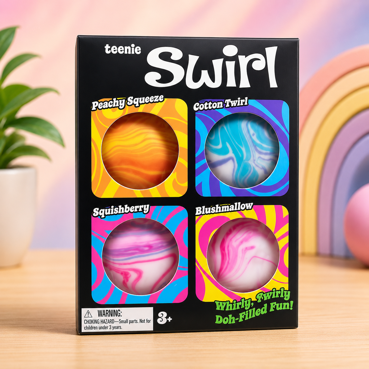 Colorful Swirl Squishy Putty Balls – 4 Piece Set
