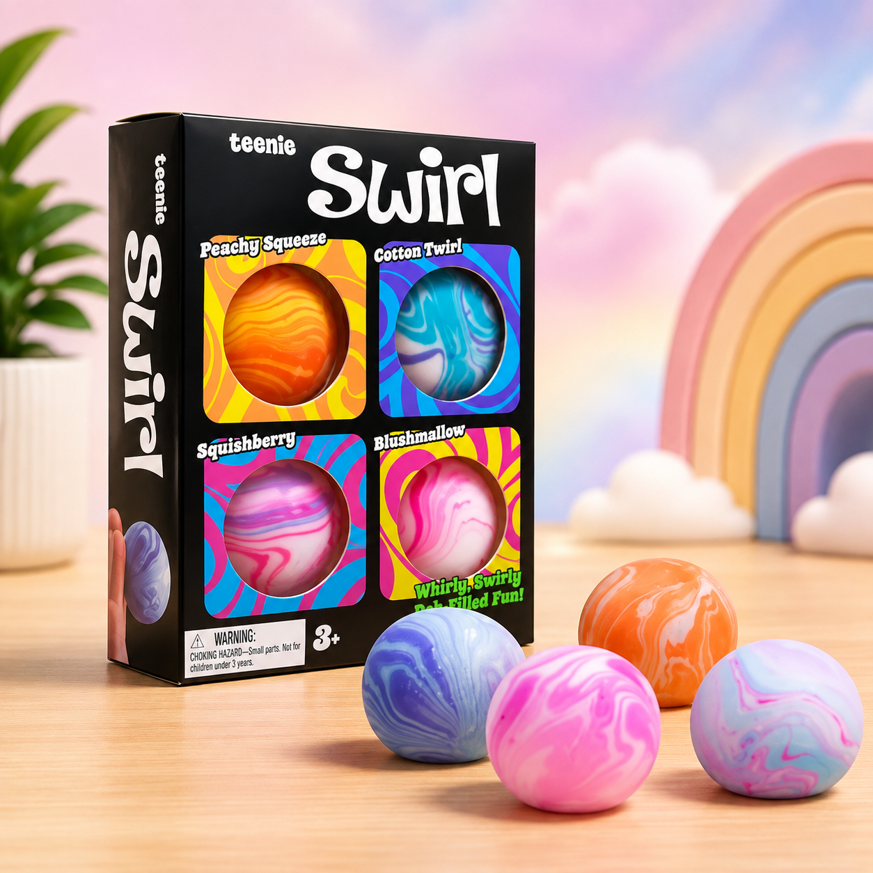 Colorful Swirl Squishy Putty Balls – 4 Piece Set