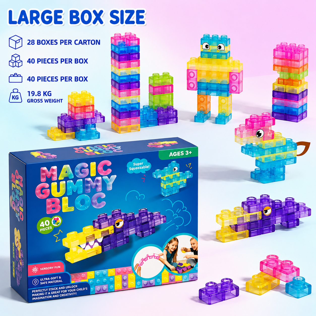 Transparent soft silicone jelly building blocks
