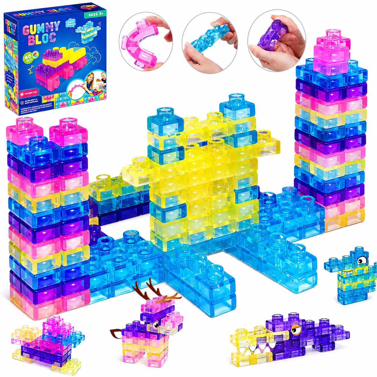 Transparent soft silicone jelly building blocks