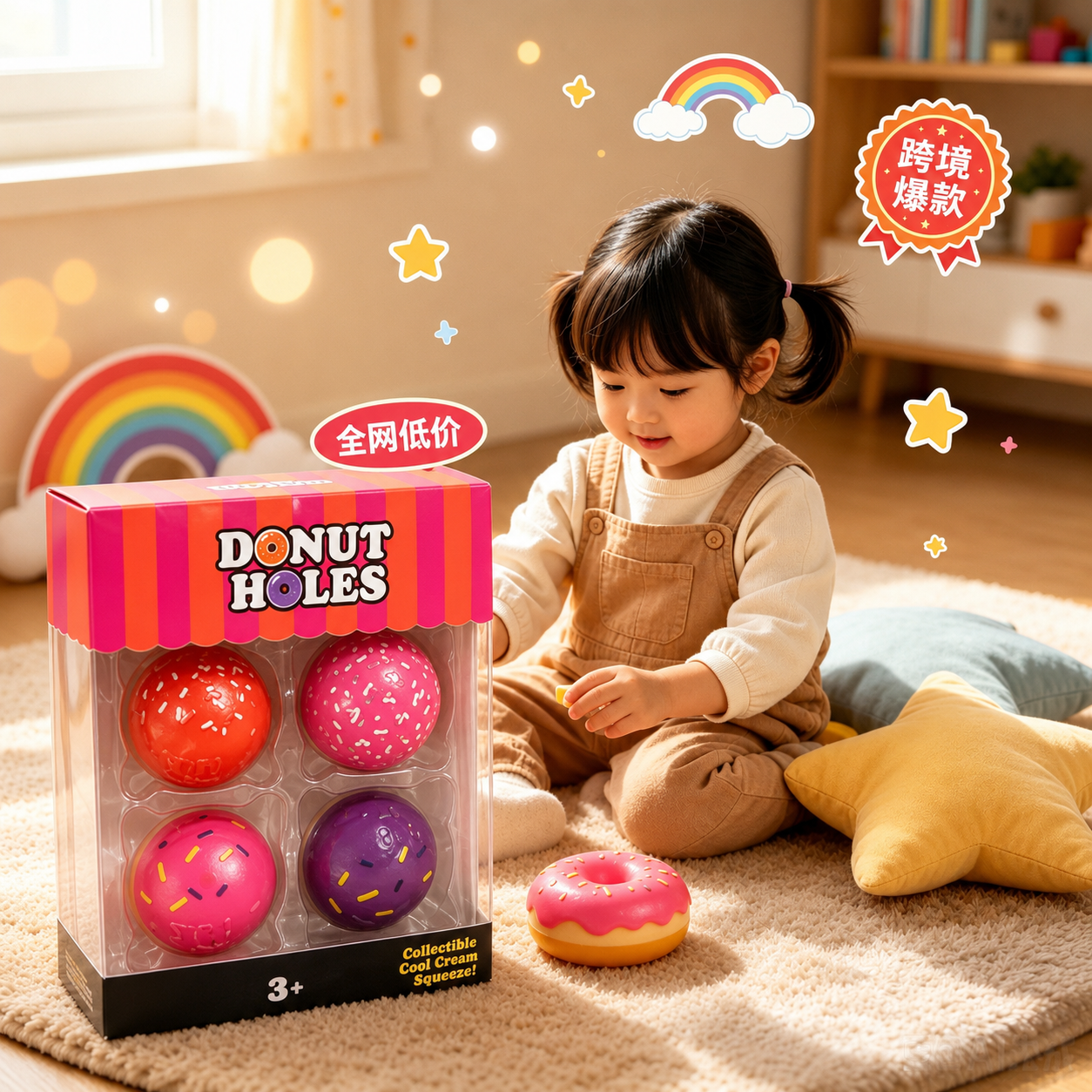 Donut Scented Sensory Squeeze Ball Set – 4 Pack