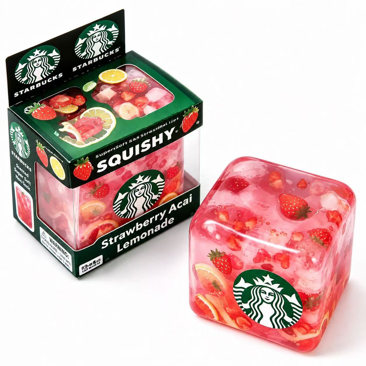 Strawberry Fruit Squishy Cube Sensory Toy