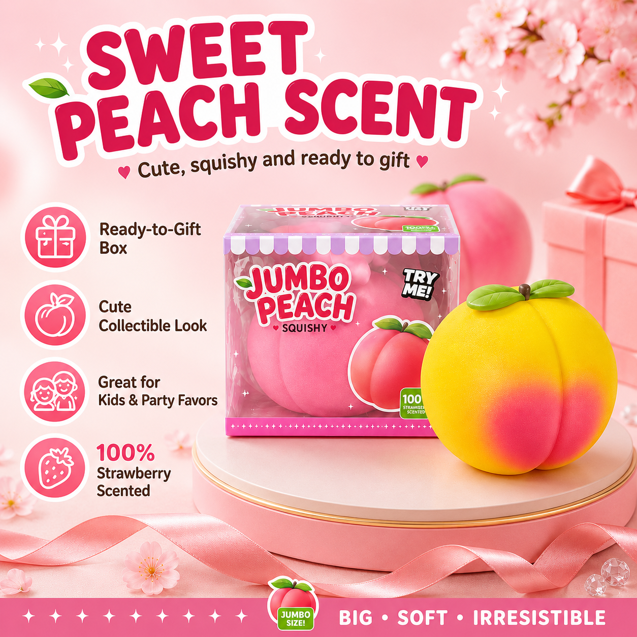 Jumbo Peach Slow Rise Squishy