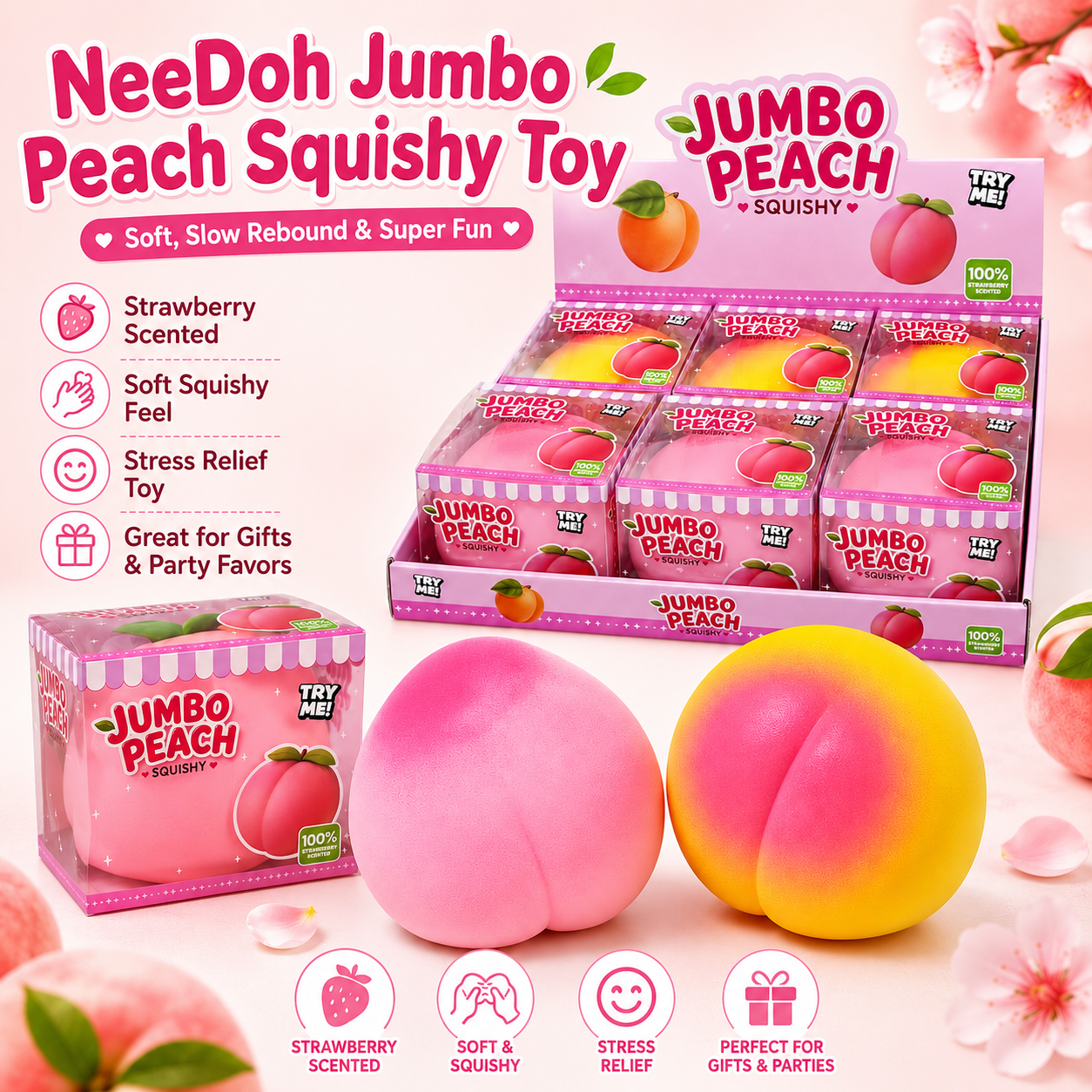 Jumbo Peach Slow Rise Squishy
